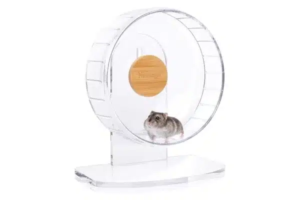 Grey hamster on clear acrylic Niteangel wheel